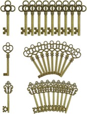 JIALEEY 3 Type of 30 PCS Vintage Large Skeleton Key Set Charms, Mixed...