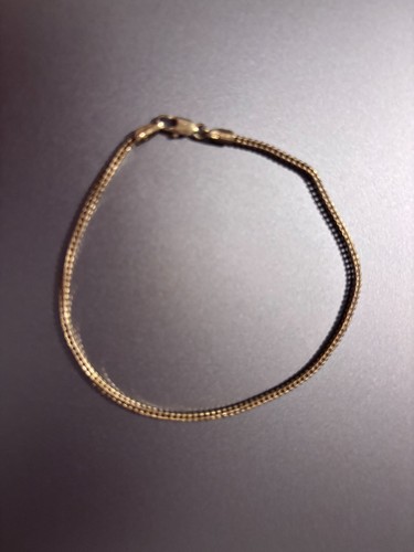 Solid 14k Yellow Gold Curb Link Chain Bracelet 585 Hallmark 7.5" 3.45g