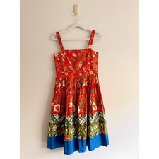 TORY BURCH Fernanda Samba Batik Floral Pleated Dress Size 2