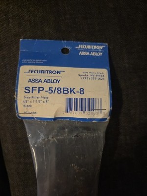 Securitron SFP-5/8BK-8 Stop Filler Plate, Black, 8''