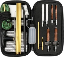 Designed for RIFLE and PISTOL GUN CLEANING KITS in a compact zippered case.