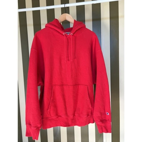 Vintage Champion Reverse Weave Warm Up Red Pullover Hoodie XL - product listing photo