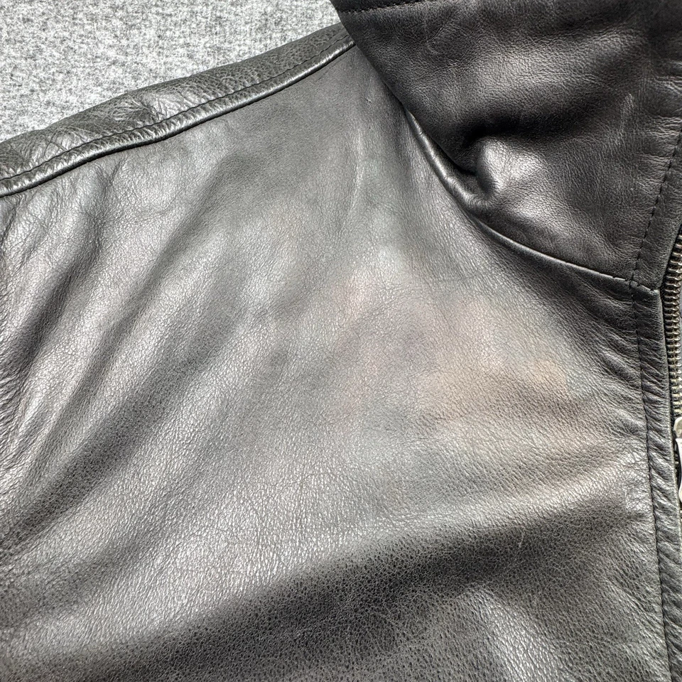 Gap Leather Jacket Black Mens Sz L Full Zip Quilt Lining Vintage Large 112110 - Image 4 of 4