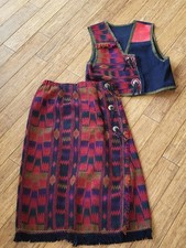 Handmade 80s Western Skirt And Vest Set Red/black Southwest Design Medium