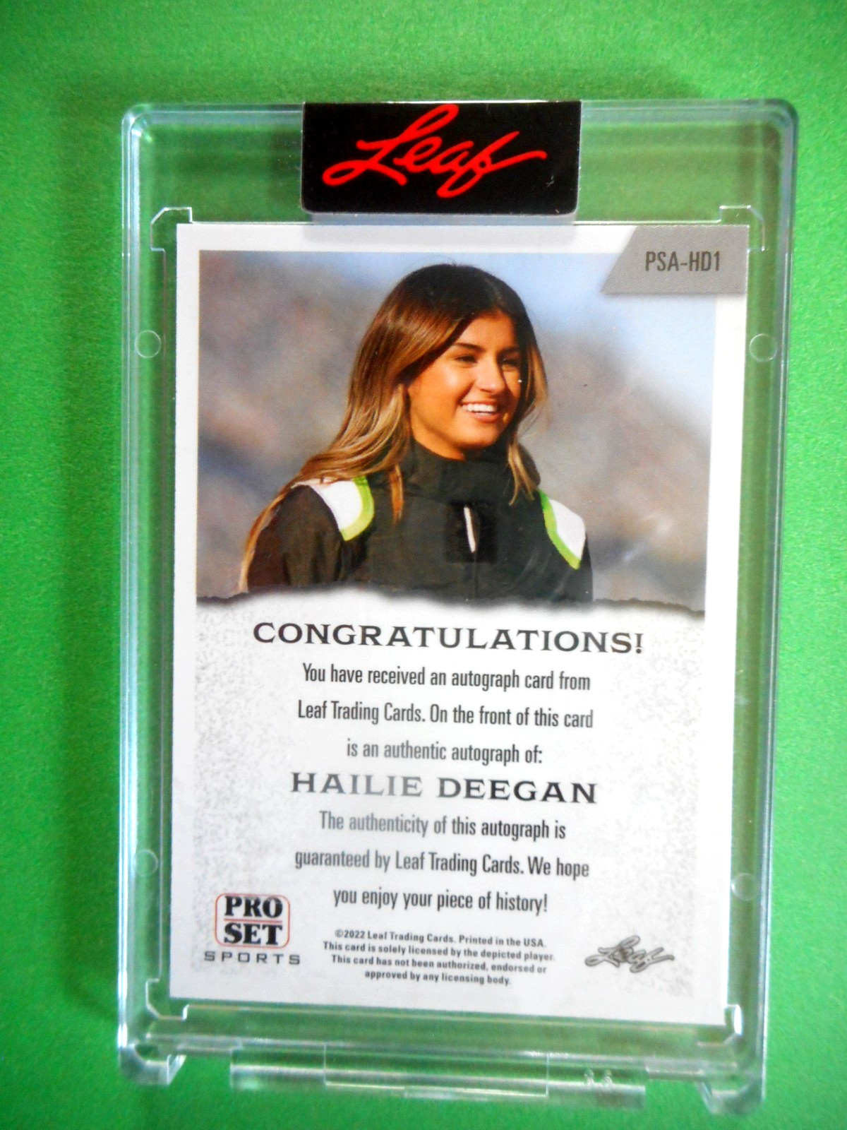 Hailee Deegan 2022 Leaf Pro Set Sports Blue Autographed Card #PSA-HD1 #/45 view 3