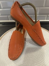 Nurture Women Loafers 7.5 Orange Leather Slip On Flats Comfort Shoes Made Brazil