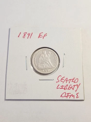 1891 EF+ SEATED LIBERTY DIME VERY NICE COIN