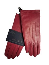 M S FINE LEATHER CUFFED LEATHER WARM LINED ORANGE LUXURY GLOVES S L