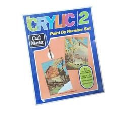 Craft Master Vtg Paint by Number Kit Sealed Crylic 10x14 Country Scene 16405