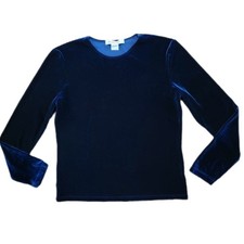 90's Vintage Crushed Velvet Long Sleeve Blouse