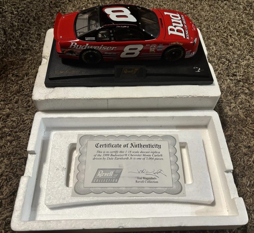 Autógrafo Revell 1999 Dale Earnhardt Jr. #8 Budweiser escala 1:18 incl. Foto Foto 3 de 4