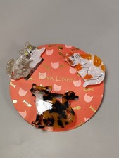 Pink Linen You Had Me At Meow Cats Hair Clips 3 Cat Claws New