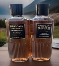 Bath  Body Works MAHOGANY TEAKWOOD 3-in-1 Hair Face Body Wash Pack Of 2