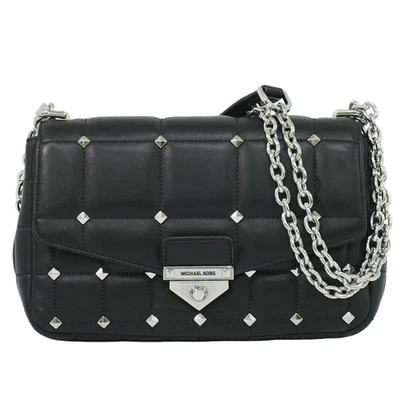 Sac bandoulière MICHAEL KORS SoHo en cuir clouté noir argent - Photo 1/4