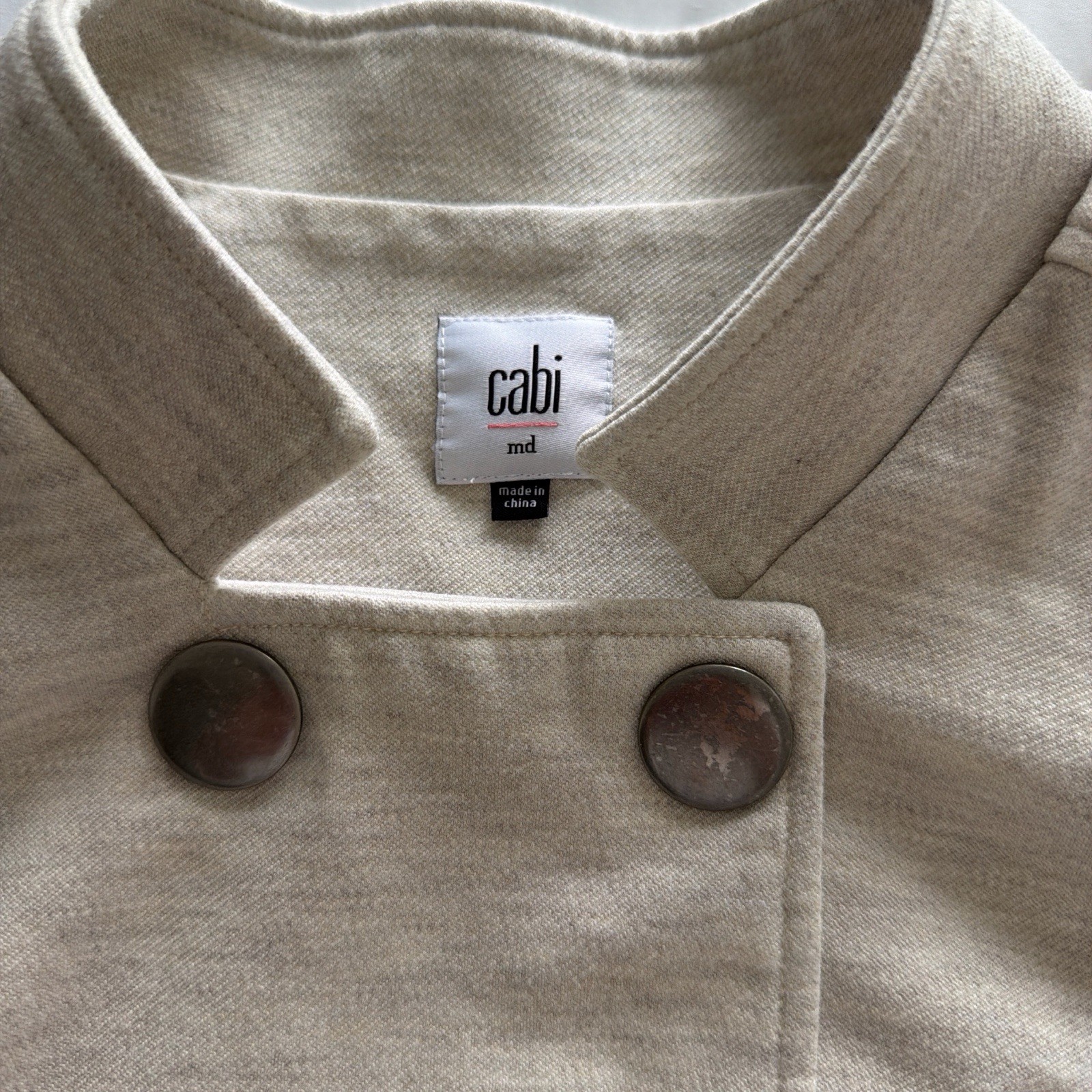CAbi Beige Button Front Jacket Pockets Short Soli… - image 2