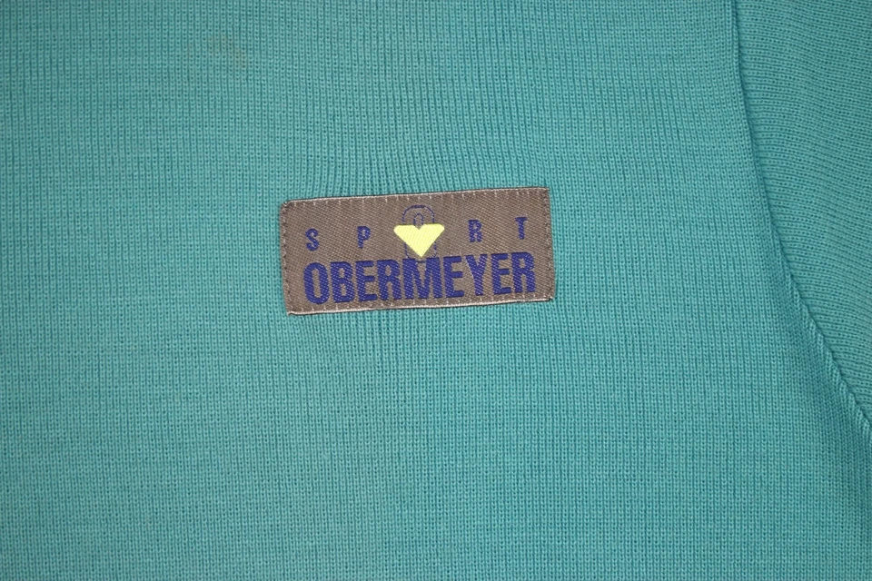 Vintage Obermeyer Sport Sweater Men L Hurricane Wool Acrylic 80's Neon Teal Pink - Image 2 of 4