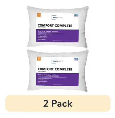 Mainstays Comfort Complete Bed Pillow, Standard/Queen (2 pack)