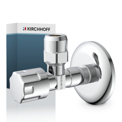 KIRCHHOFF Eckventil | 3/8'' AG | mit Schubrosette | selbstdichtend | Messing