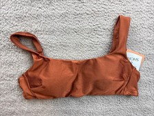 Shade  Shore Womens Medium 8/10 Brown High Shine Bralette Bikini Top