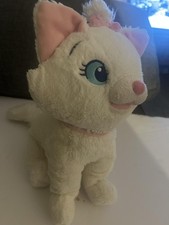 Disney Marie Aristocats Plush Stuffed Animal Cat White Blue Eyes Pink Bow 11"