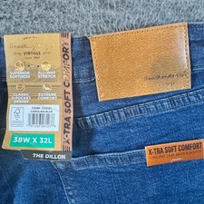 Weatherproof Vintage Dillon 38x32 Jeans Mens Straight Blue Denim Stretch NEW