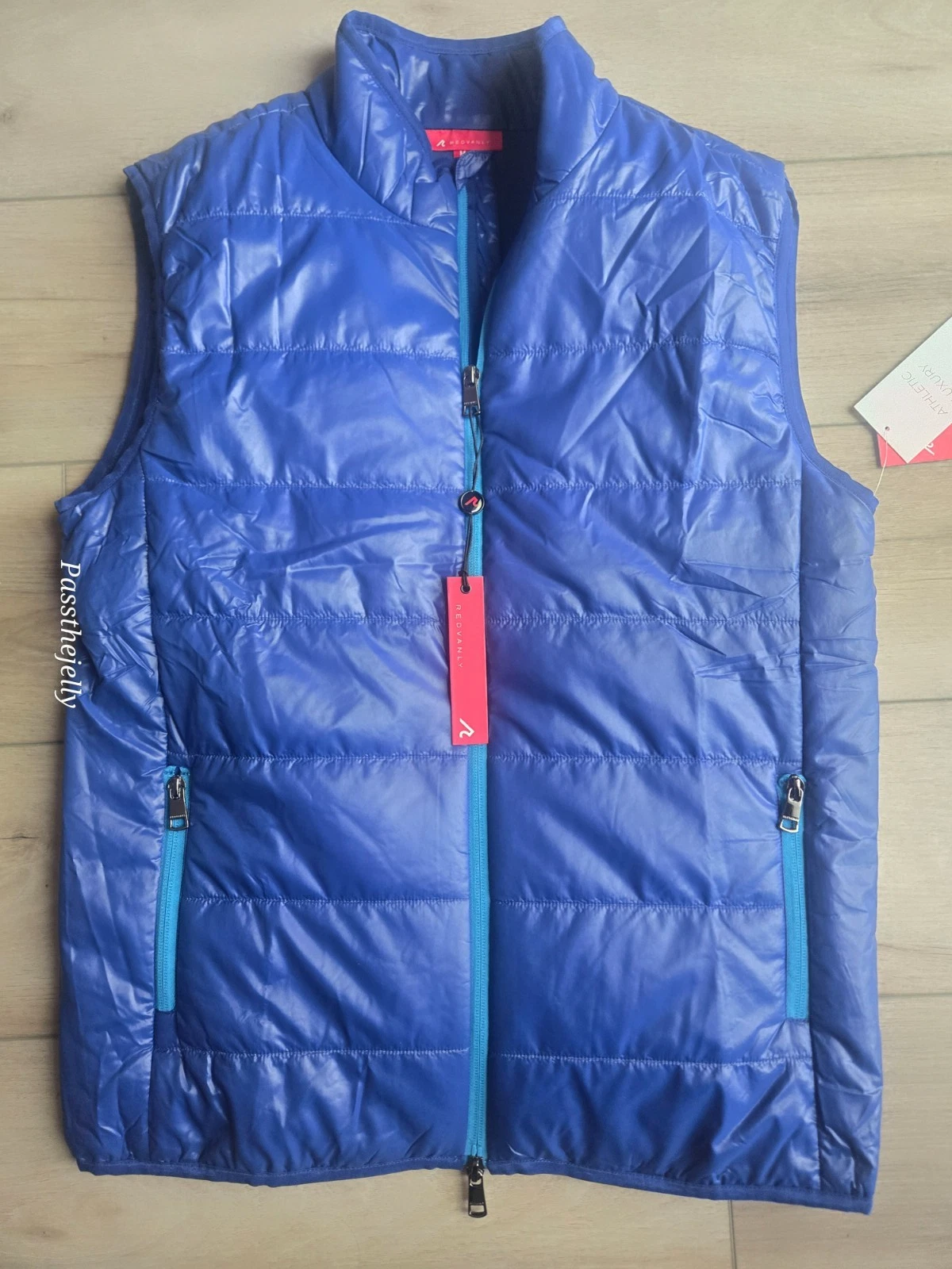 Redvanly Vest Mens Quilted Puffer Royal Blue Full Zip Golf Performance NEW