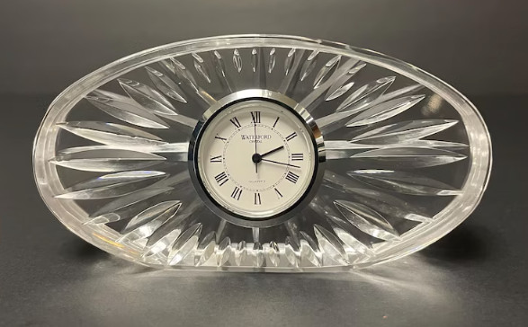 Vintage, Waterford, Crystal, Desk Clock, Sunburst, Watermark, 4 3/4" Wide