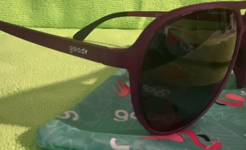 goodr octopuses not octopi Purple Frame Blue Mirrored and grey polarized+ Pouch