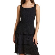 Talbots Silk Polka Dot Tiered Midi Dress Size 6 Cottagecore Vintage Retro Chic