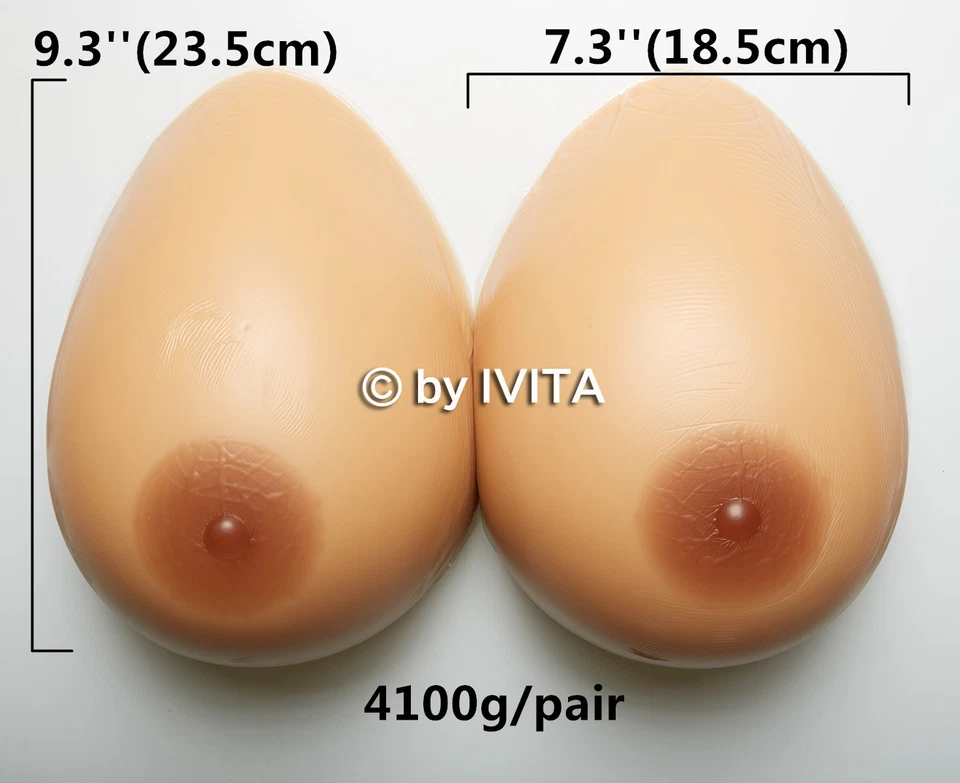 4100g Artificial I-Cup False Silicone Breast TV CD TG Breast Forms Boobs IVITA  - Image 3 of 4