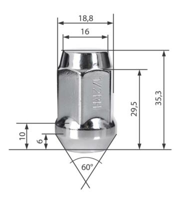 20x Radmuttern chrom 1/2 RH passend für Jeep Cherokee XJ J KJ KK Radbefestigung