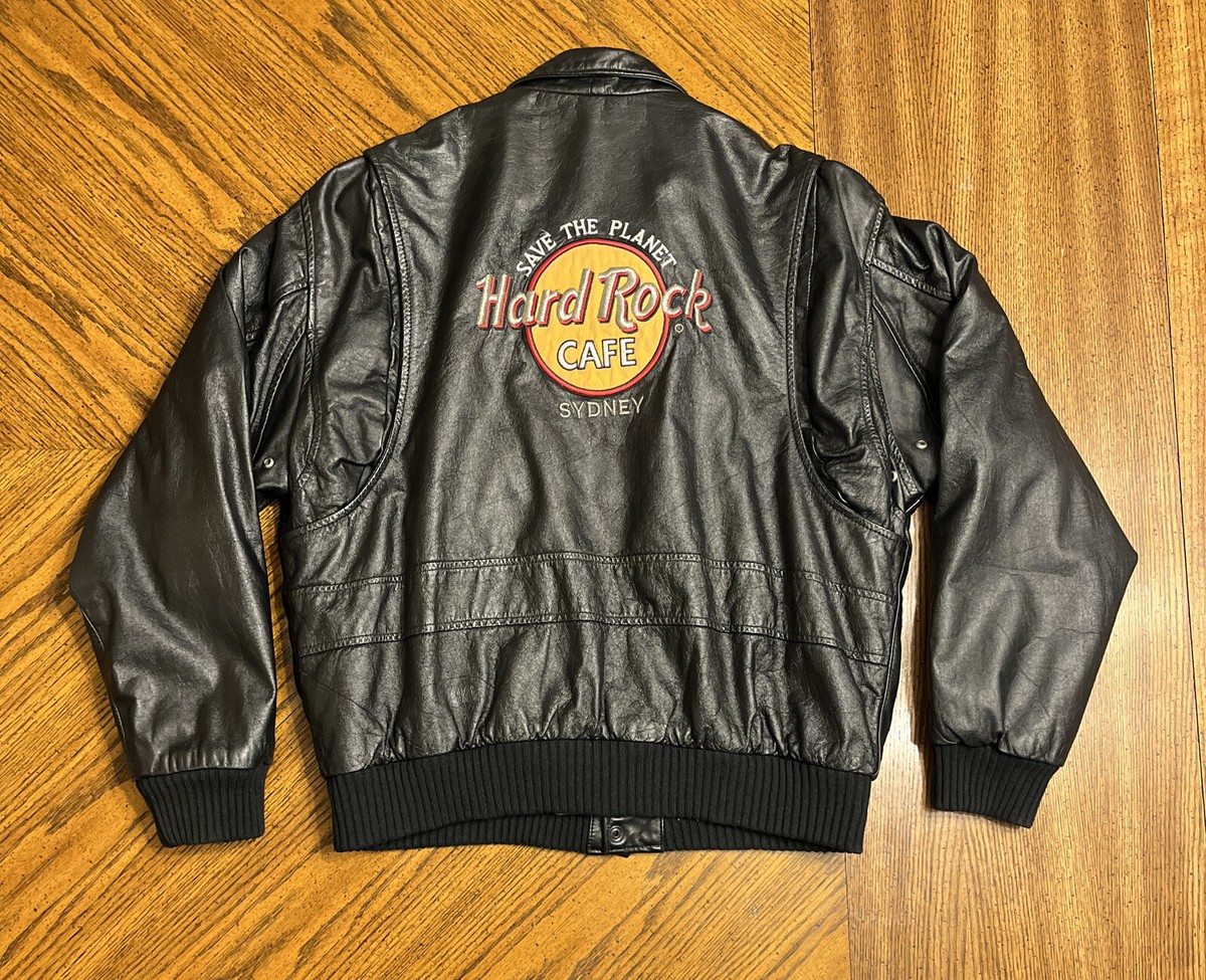 Vintage 1992 Hard Rock Cafe Men's Leather Jacket Sz S Sydney Vintage 1992 Hard Rock Cafe Men's Leather Jacket Sz S Sydney