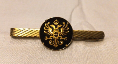 Vintage Damascene Tie Clip | 2.5'' Gold Double-Headed Eagle with Crown and Crest
