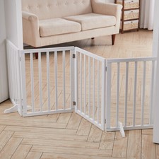 4 Panel Baby Safety Fence Dog Gate Wooden Pet Cat PlayPen Barrier w/Support Feet