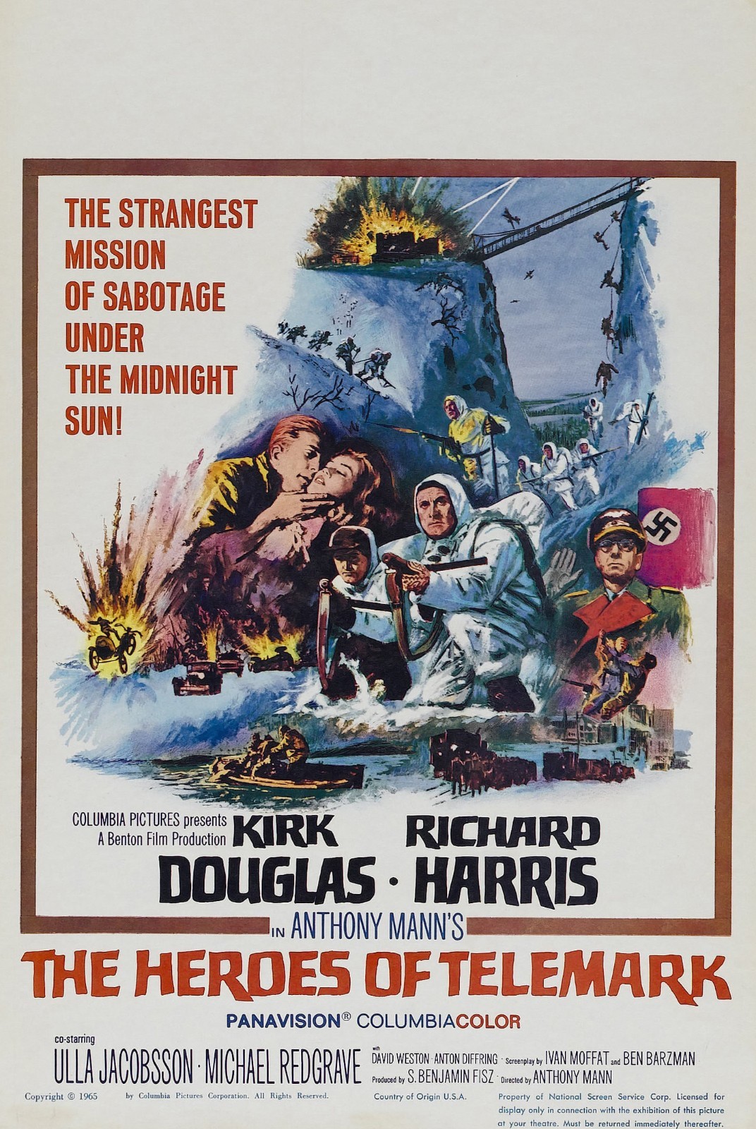 "The Heroes Of Telemark ".. Kirk Douglas ..Retro Movie Poster Various Sizes eBay