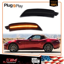 For 2016-2023 Mazda MX-5 Miata Smoked Amber LED Front Bumper Side Marker Lights
