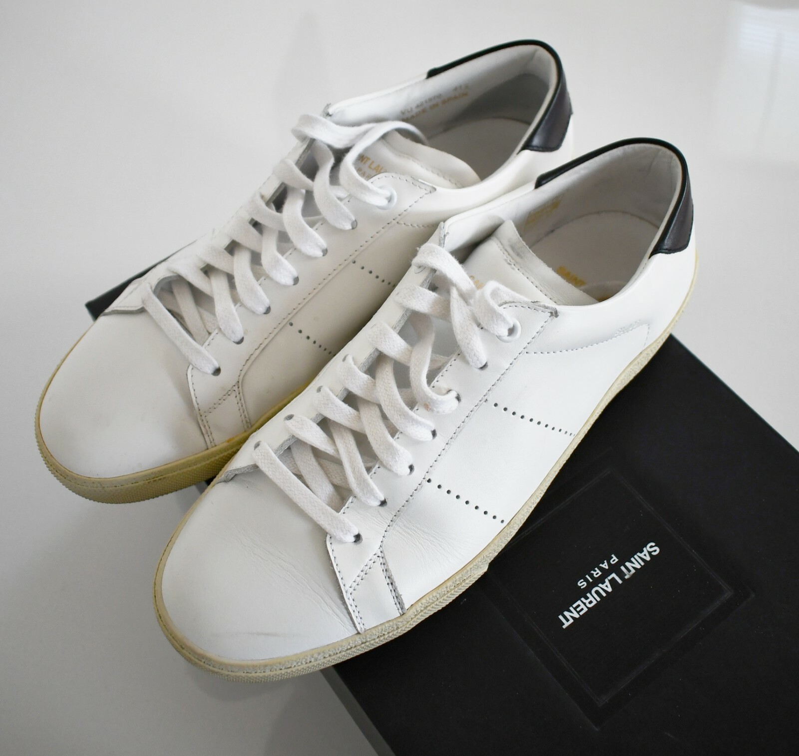 Sneakers SAINT LAURENT Paris SL 06 in pelle bianca BASSE EUR 41 41 5 US 8 8 5