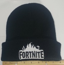 Fortnite Black Knit Beanie With White Stitching Youth
