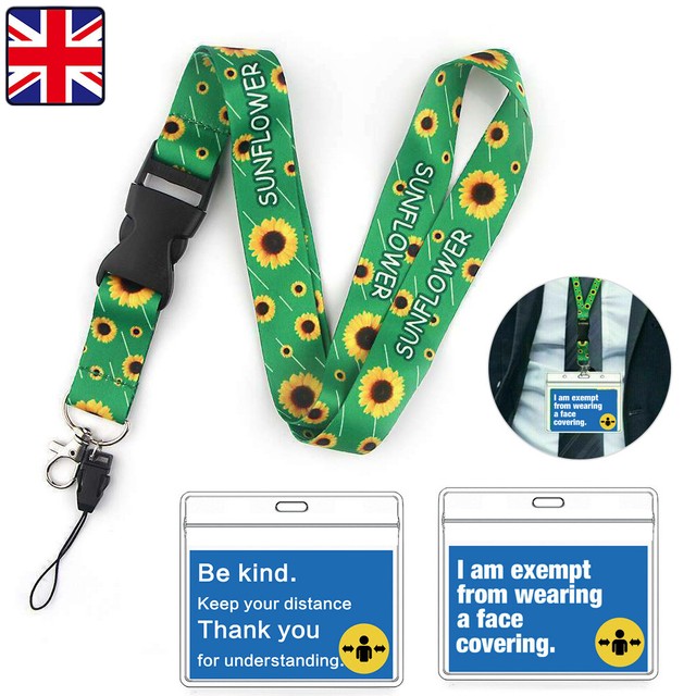 Face Covering Mask Exemption PVC Card Hidden Disabilities Sunflower