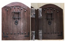 Solid reclaimed lumber + wrought iron pedestrian gate w/side jambs custom URSIZE