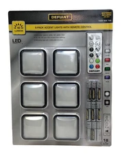 Defiant 6-Pack LED Accent Lights with Remote Control 4 Colors, Timer, Ships Free