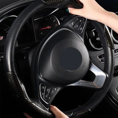 2 piezas para Ford hágalo usted mismo volante elevador cubierta accesorios fibra de carbono negro Foto 3 de 4