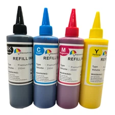4x250ml Pigment Premium Refill Bulk Ink for All HP Canon Epson Brother Printers