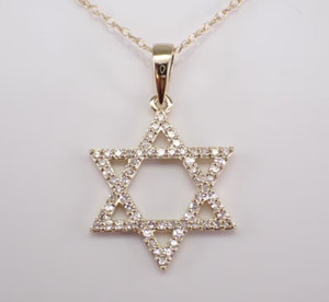 Authentic 2 Ct Round Real Moissanite Star Of David Pendant 14K Yellow Gold Plated Silver