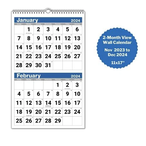 2-Month Wall Calendar 2024 Use Nov 2023 to Dec 2024 Two Months View Calendar  ... | eBay
