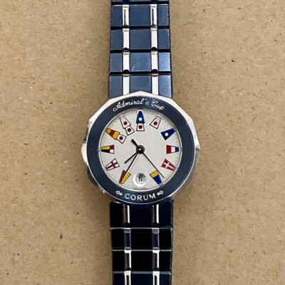 CORUM Admirals Cup Schwarz Analog Quarz Damenuhr Selten Gebraucht aus Japan