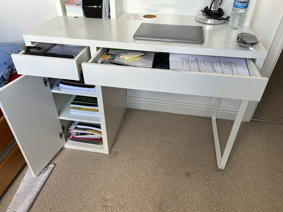 White IKEA Micke Desk with top unit eBay