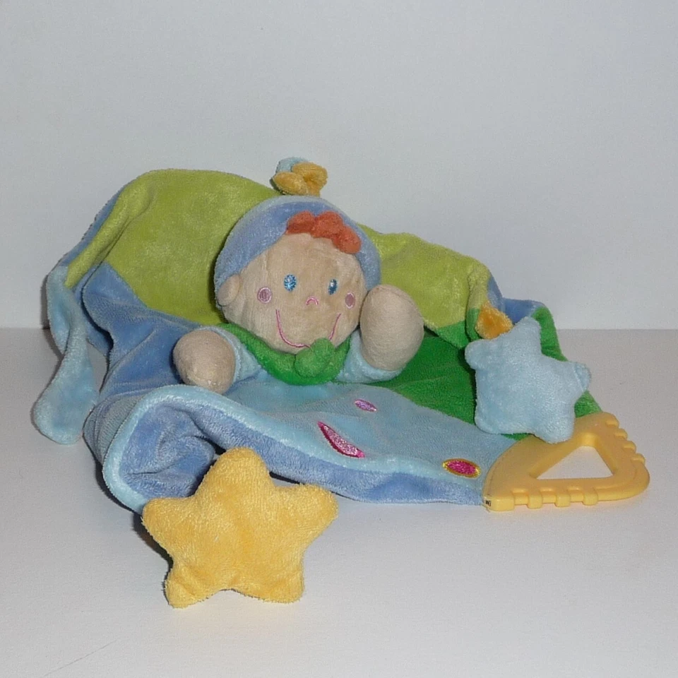 Doudou Clown Lutin Mots d'enfants - Bleu Vert - Photo 1/1