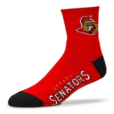 Ottawa Senators For Bare Feet NHL Crew Socks Large 10-13 FREE SHIP!