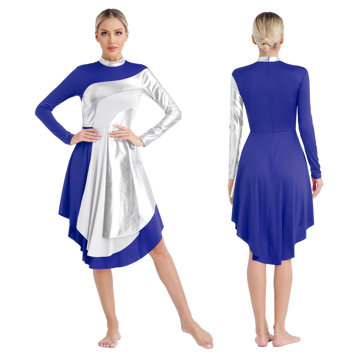 Womens Color Block Long Sleeve Liturgical Worship Curved Hem